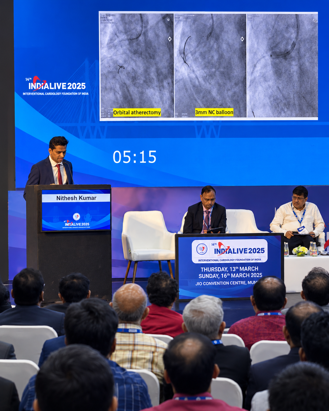 Dr. Nithesh presenting complex cardiac cases at INDIA LIVE 2025